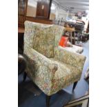 An Edwardian Wing Armchair, Morris Style Upholstery with Condition Issues
