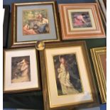 A Collection of Four Pre-Raphaelite Prints and a Miniature