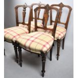 A Set of Four Late Victorian/Edwardian Salon Chairs with Turned Reeded Front Supports