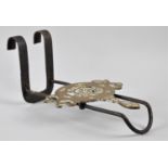 A 19th Century Range Mounting Kettle Stand with an Unusual "Good Evening" Brass Slide, 34cm Long