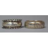 Two Silver Napkin Rings, Both Birmingham Hallmarks for 1902 and 1904