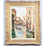 A Gilt Framed Oil on Canvas Depicting Venice Canal Scene, Signed Bottom Left, 38x28cm