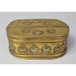A 19th Century Dutch Brass Oval Two Division Tobacco Box with Hinged Lid, 15.5cm Long