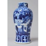 A Century Small Chinese Blue and White Vase of Baluster Form Decorated with Interior Scene and