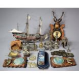 A Collection of Various Sundries to comprise Model f a Three Masted Ship, Various Silver Plated