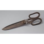 A Large Pair of Victorian Cast Iron Industrial Scissors by Moore, Tichborne St, 36.5cm Long