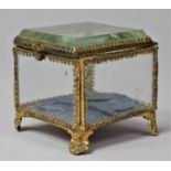 A Late 19th Century French Ormolu Framed Glass Jewellery Box on Four Scrolled Feet, 6.5cm Square