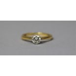 A 18ct Gold and Diamond Solitaire Rig, Approx half Carat, Size J 1/2, 1.8g