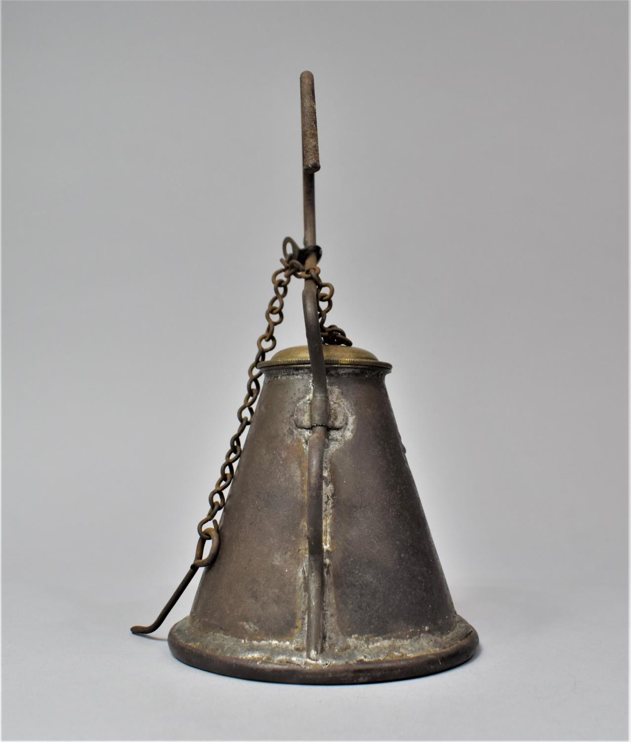 A Late 19th Century Scottish Miner's Coal Face Tallow Lamp of Teapot Form with Screw Off Lid, 21cm - Image 5 of 7