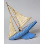 A Vintage Toy Pond Yacht, with Condition Issues to Include Mast Broken etc, 30cm Long