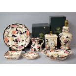 A Collection of Masons Mandalay China to comprise Jug, Two Hadnled Bowl, Plate, Mantel Clock,