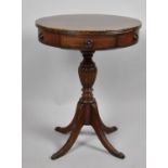 A Modern Mahogany Drum Table with Two Drawers and Four Dummy Drawers on Quadrant Support, 53cm