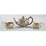 A Hallmarked Silver Tea Service, Birmingham 1981, Light Compression to Single Claw Foot on Jug and