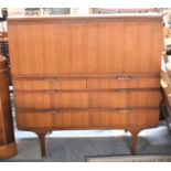 A 1970's Side Cabinet with Pull Down Front to Fitted Interior and Two Short and Two Long Drawers