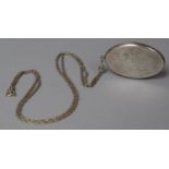 A Oval Silver Locket on 60cm Chain, Stamped 925, Locket 4.25cm Long