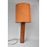 A Vintage Cylindrical Wooden Table Lamp, 58cm high