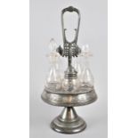 A Wilcox Meriden Silver Plated Five Bottle Circular Cruet, 1878 Patent, Number 3513, 43cm high