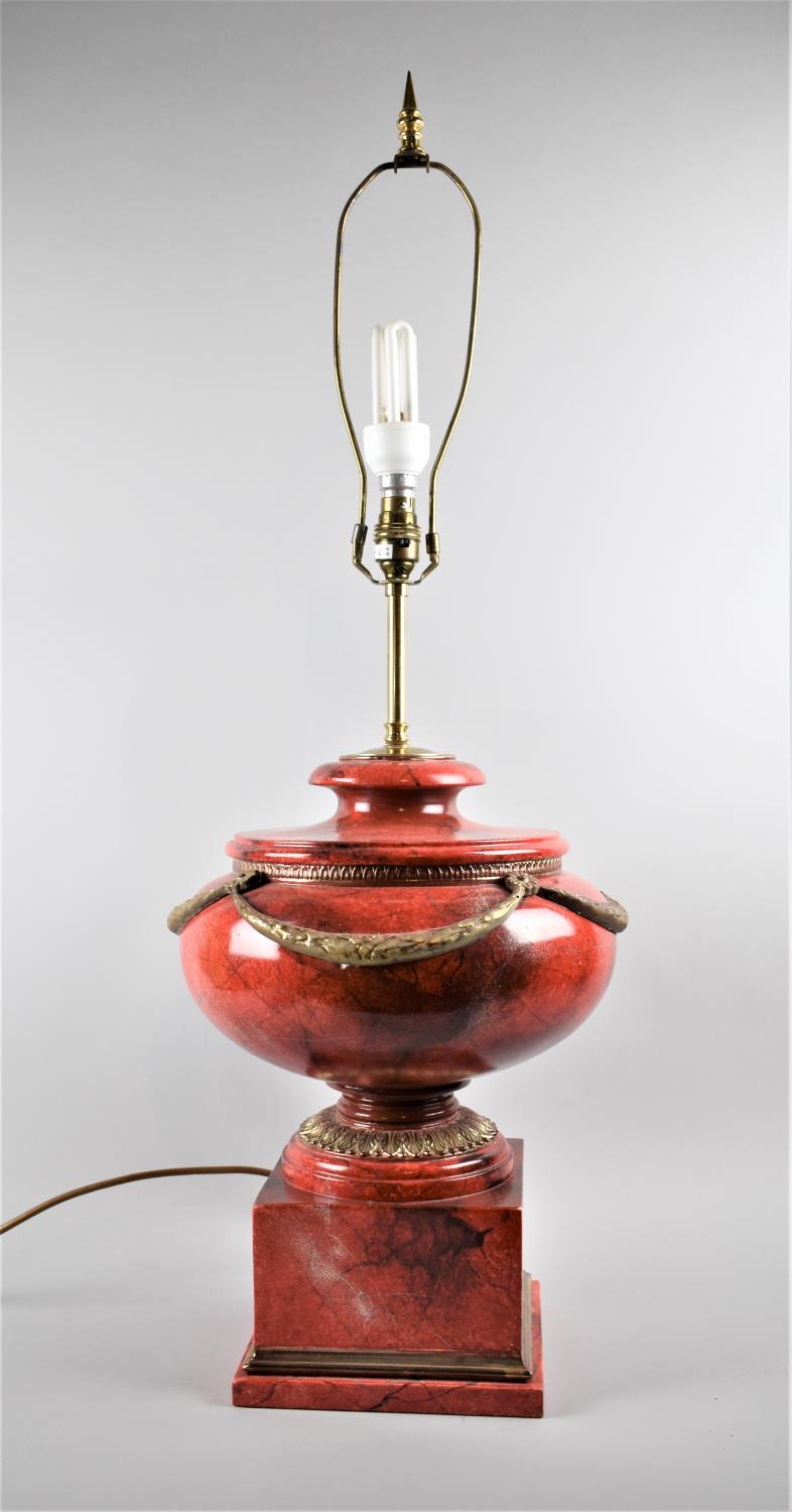 A Large Modern Vase Shaped Ceramic Table Lamp with Gilt Decoration, Overall Height 89cm, no Shade