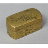 A Small Japanese Brass Box with Engraved Decoration, 4cm x 2.2cm x 2cm