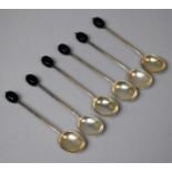 A Set of Six Small Silver Coffee Bean Spoons, Each 8.5cm Long
