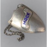 A Silver and Enamel Shield Shaped Decanter Label, "Hock", Birmingham 1820