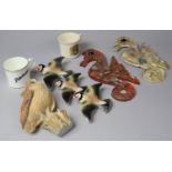 A Collection of Various Ceramics to comprise Graduated Set of Three Wall Mounting Bird Ornaments,