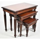 A Modern Mahogany Nest of Three Tables, Largest 66cm