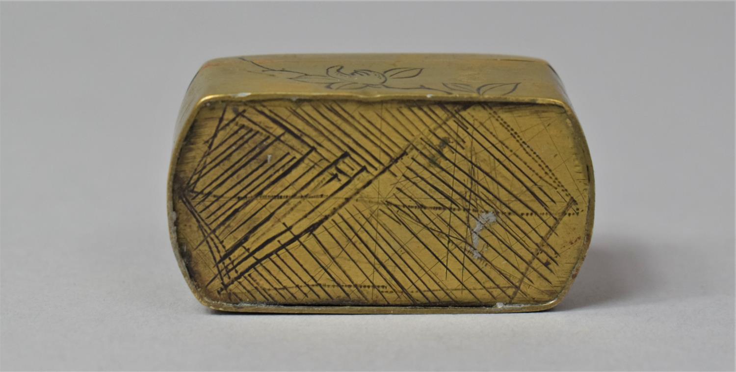 A Small Japanese Brass Box with Engraved Decoration, 4cm x 2.2cm x 2cm - Image 6 of 6
