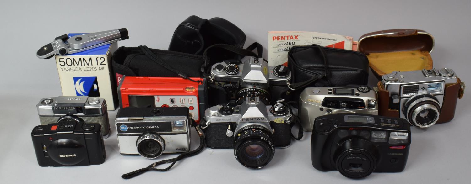 A Collection of Various Vintage Cameras, Yashica Lens and Other Sundries