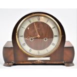 A Mid 20th Century Walnut Cased Presentation Mantle Clock, Having Sterling Silver Mount Inscribed "