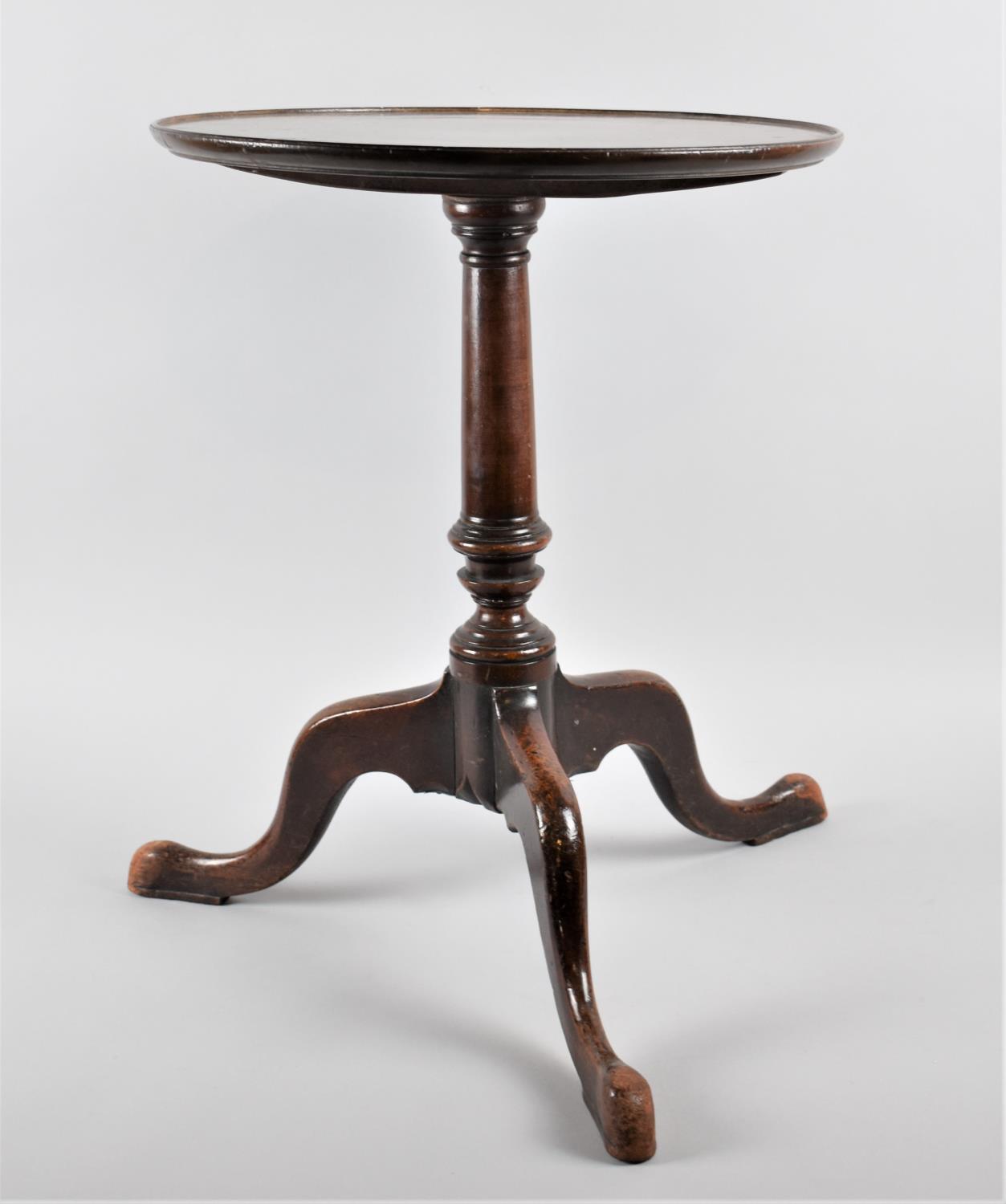 A Mahogany Circular Topped Tripod Wine Table, 40.5cm Diameter and 51cm High, Top Requires Some