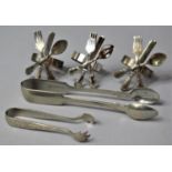 A Collection of Silver Plated Tablewares to Comprise Novelty Napkin rings and Two Sugar Bows