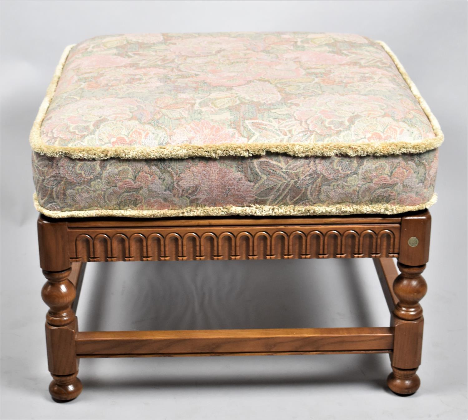 An Ercol Square Upholstered Top Stool, 56cm