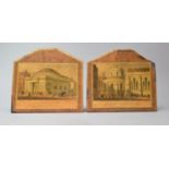 A Pair of Card Covered Metal Bookends, Decorated with Prints of London Buildings, Each 18cm wide