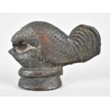 A Late 19th Century Small Cast Bronze Novelty Doorstop In the Form of Chickens Mating, 8cm high
