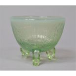 A Small Three Footed Glass Bowl, with Vaseline Rim, 6cm Diameter