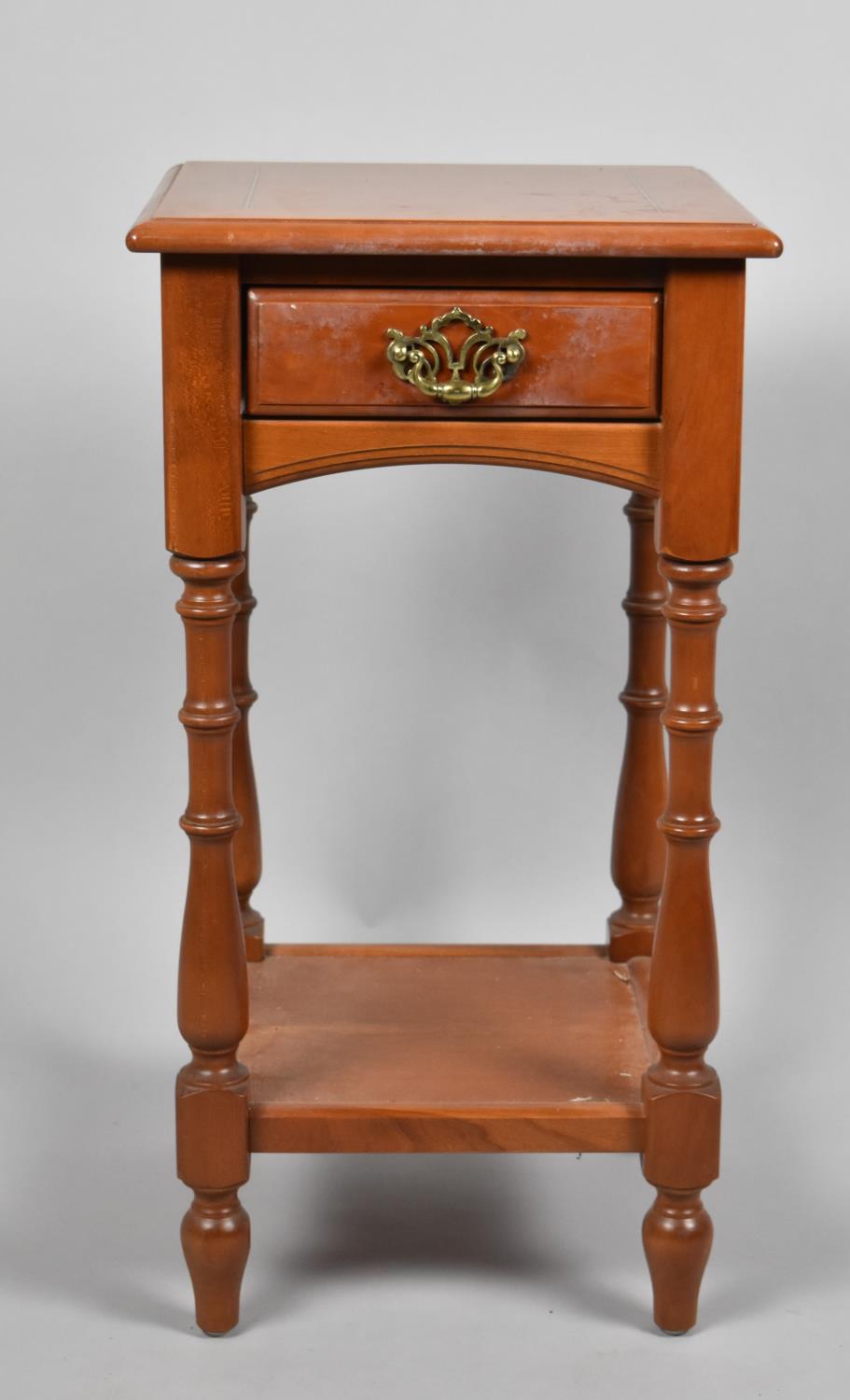 A Modern Square Topped Inlaid Occasional Table in Single Drawer, 36cm