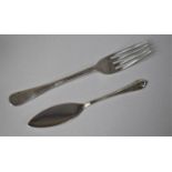A Small Silver Fork and a Butter Knife, Both Sheffield Hallmarks