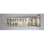 A Royal Label Factory Road Arrow Sign, "Draycott 1 3/4 and Tean 3 1/2", 84cm Long