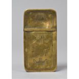 A Georgian Rectangular Brass Two Division Box, Possibly for Snuff, One Side Containing Lock of Hair,
