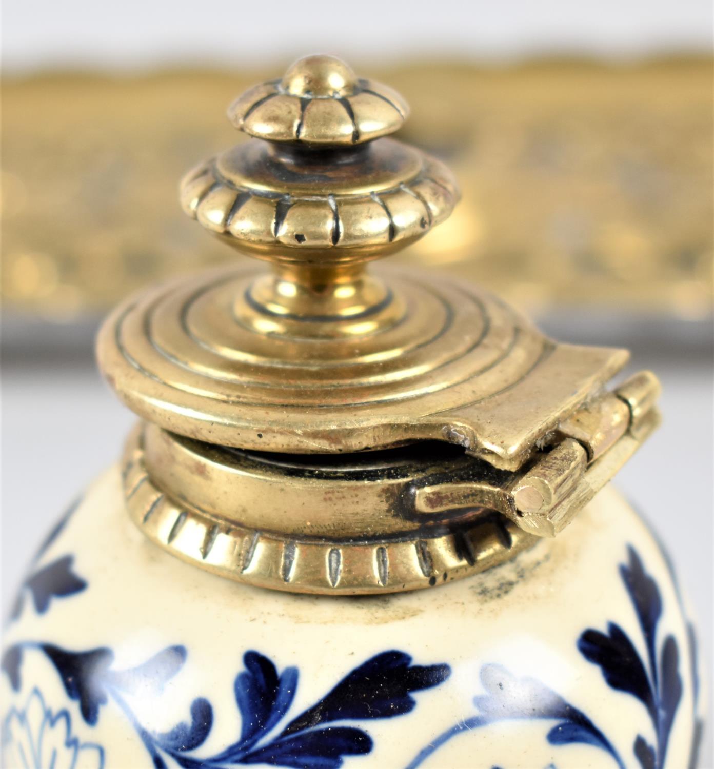 A Late 19th Century French Pierced Brass Desktop Inkstand, in the Form of a Two Handled Tray with - Image 3 of 3