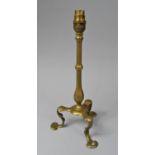 An Early 20th Century Brass Pullman Carriage Table Lamp, with Three Scrolled Feet, 32cm high