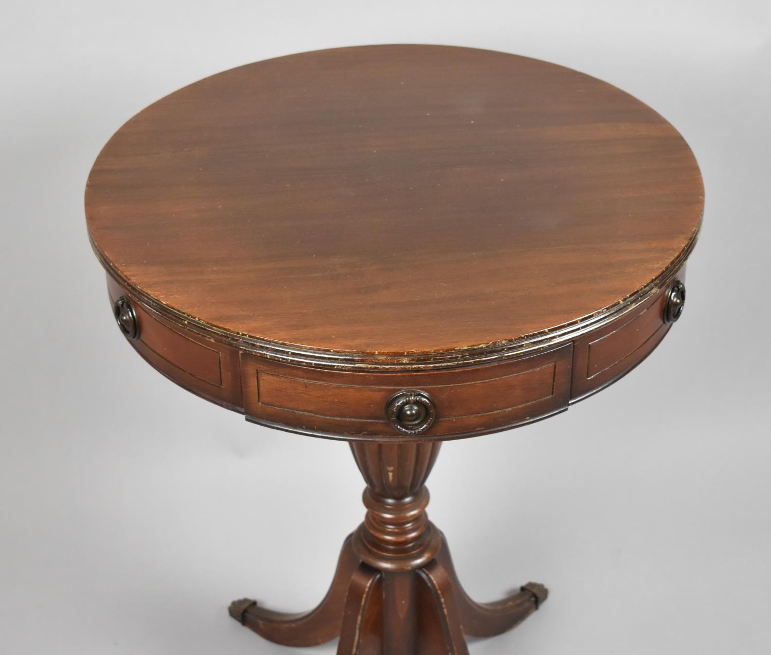 A Modern Mahogany Drum Table with Two Drawers and Four Dummy Drawers on Quadrant Support, 53cm - Image 2 of 2