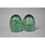 Two Victorian Green Glass Dumps, The Tallest 11.5cm