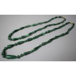 Two Vintage Malachite Bead Necklaces Having Conical and Spherical Beads, 52cm Long