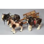 Three Heavy Horse Ornaments and a Cart