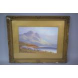 A Gilt Framed Gouache Depicting Moorland Lake, Overall Size 51x41cm