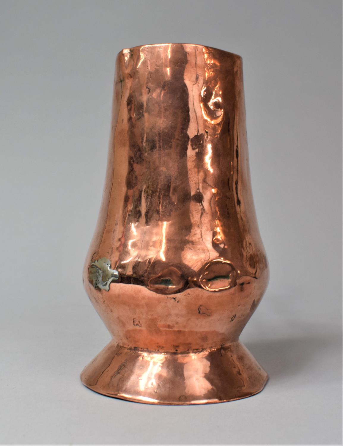 An Early Iron handled Copper Side Pouring Jug, 18cm high - Image 5 of 6