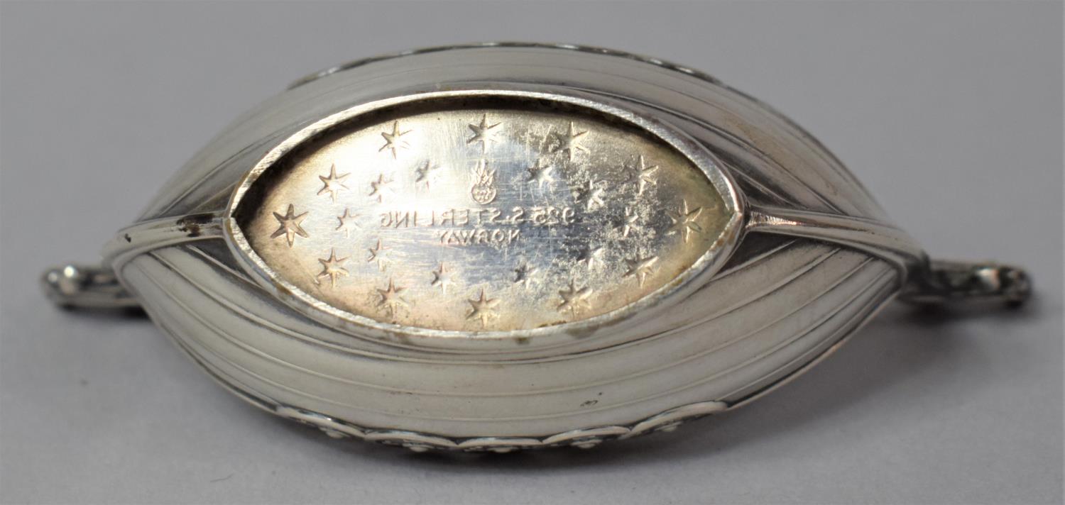 A Novelty Silver Salt, in Original Box by Tostrup, in the Form of a Viking Long Boat with Glass - Image 3 of 3