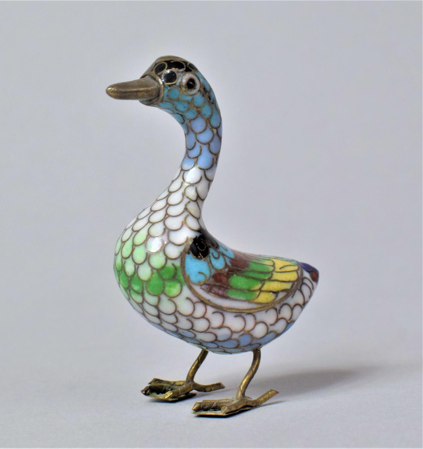 A Modern Oriental Enamelled Study of a Bird, 5cm High